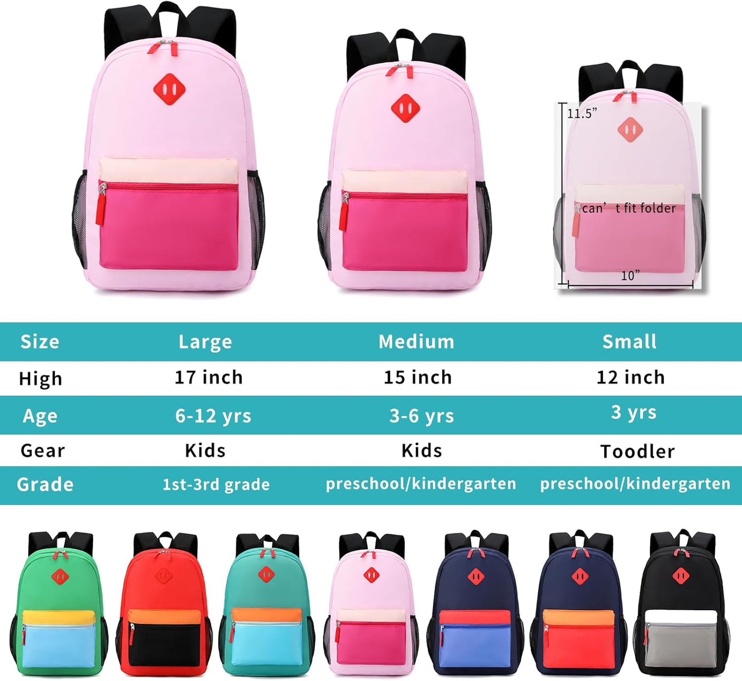 Toddler Backpack,12inch Preschool Backpack for Kids Boys and Girls 2-4 Kindergarten Preschool Bookbag with Chest Buckle (Purple Pink, Small)