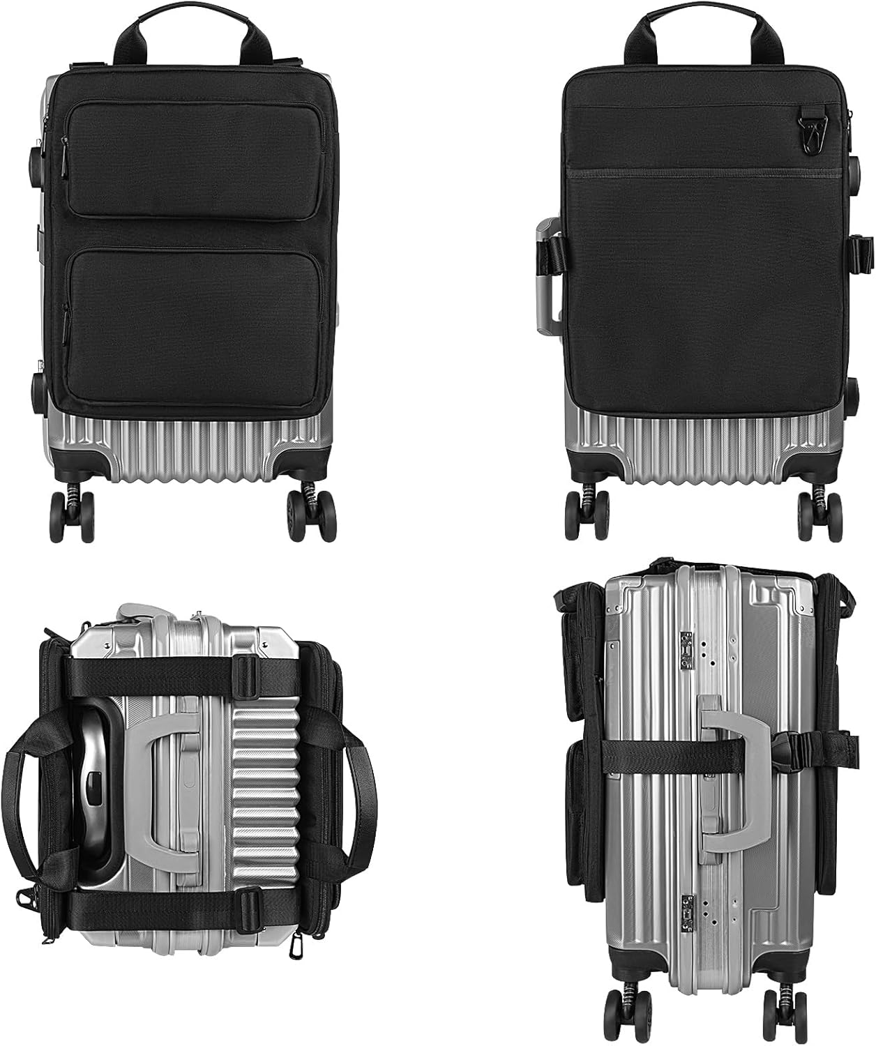 Add-a-Bag Luggage Strap – Adjustable Over Luggage Organizer for Hanging Extra Bag, Hands-Free Multi Travel Accessory for Business Trips & Vacations, Fits Most Suitcases & Laptop (Black-2)