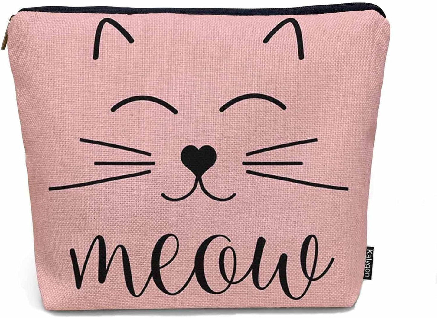 Cat Cute Cosmetic Bags For Women, Funny Kitten Cat Face Meow Roomy Makeup Bag Toiletry Bag Accessories Organizer Storage Bags Makeup Pouch For Travel Business Gym Camping Bathroom, Pink