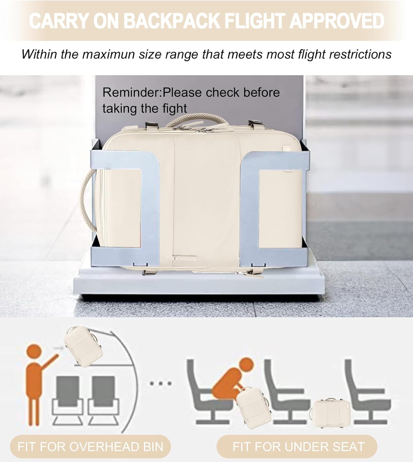 Carry On Backpack, 42L Flight Approved Travel Backpack for Men Women,Airline Approved Gym Backpack Waterproof Business Laptop Daypack Laptop Backpack,Casual Daypack for Business Weekend Hiking