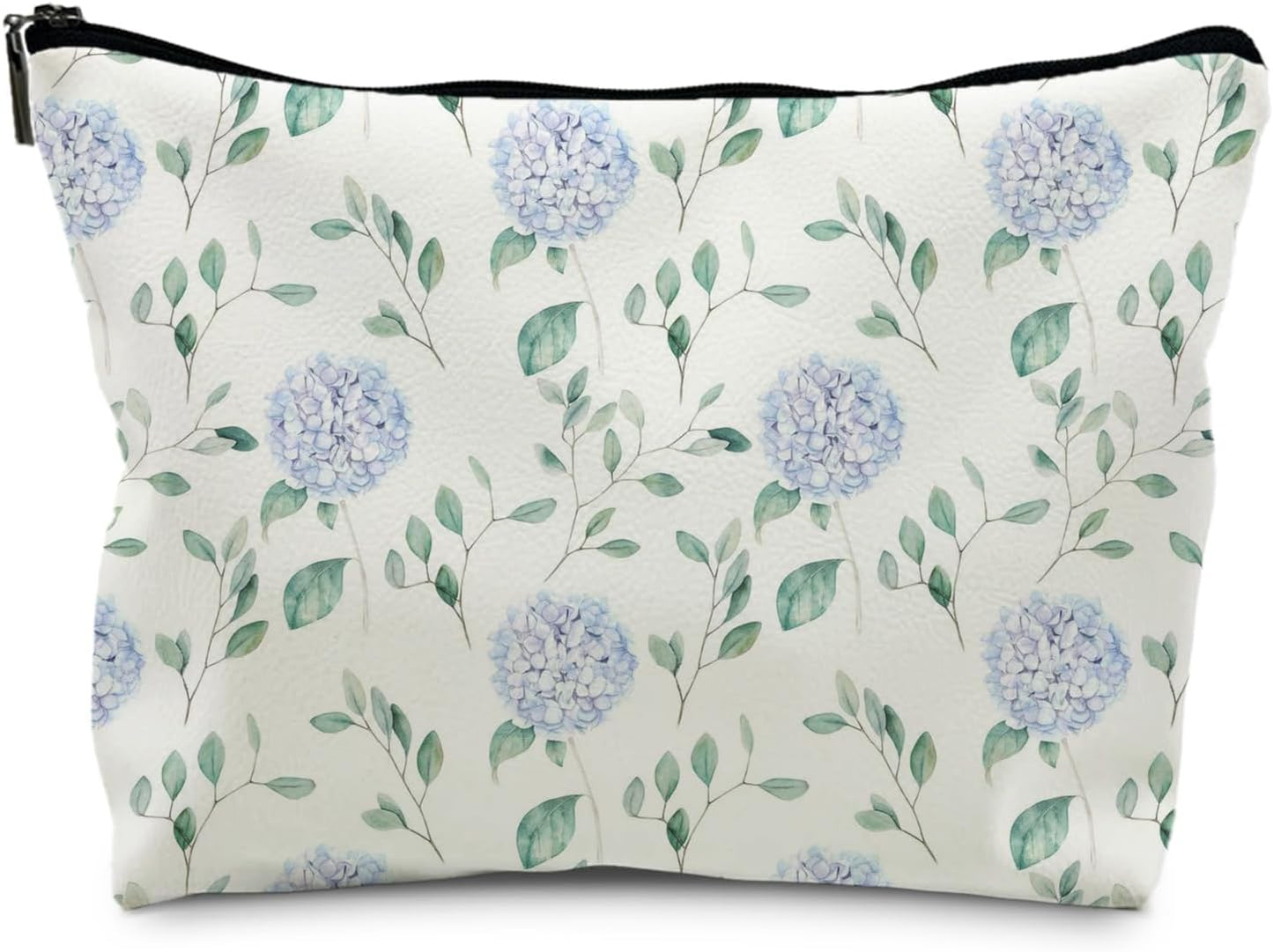 Blue Hydrangea Floral Weather Makeup Bag, Cosmetic Toiletry Bag for Women, Coquette Makeup Pouch, Aesthetic Pouch, Hydrangea Gifts(PU)