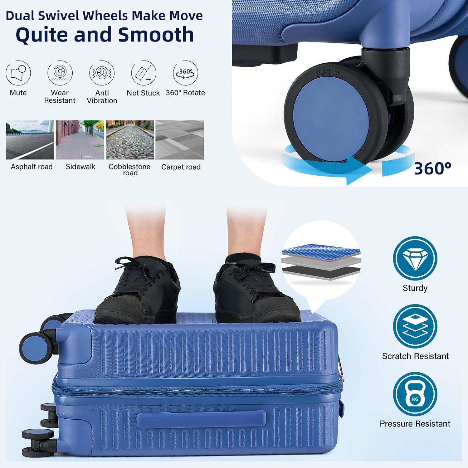 Hard Shell Suitcases 20 Inch Carry on Luggage Airline Approved, Expandable Travel Luggage with Cup