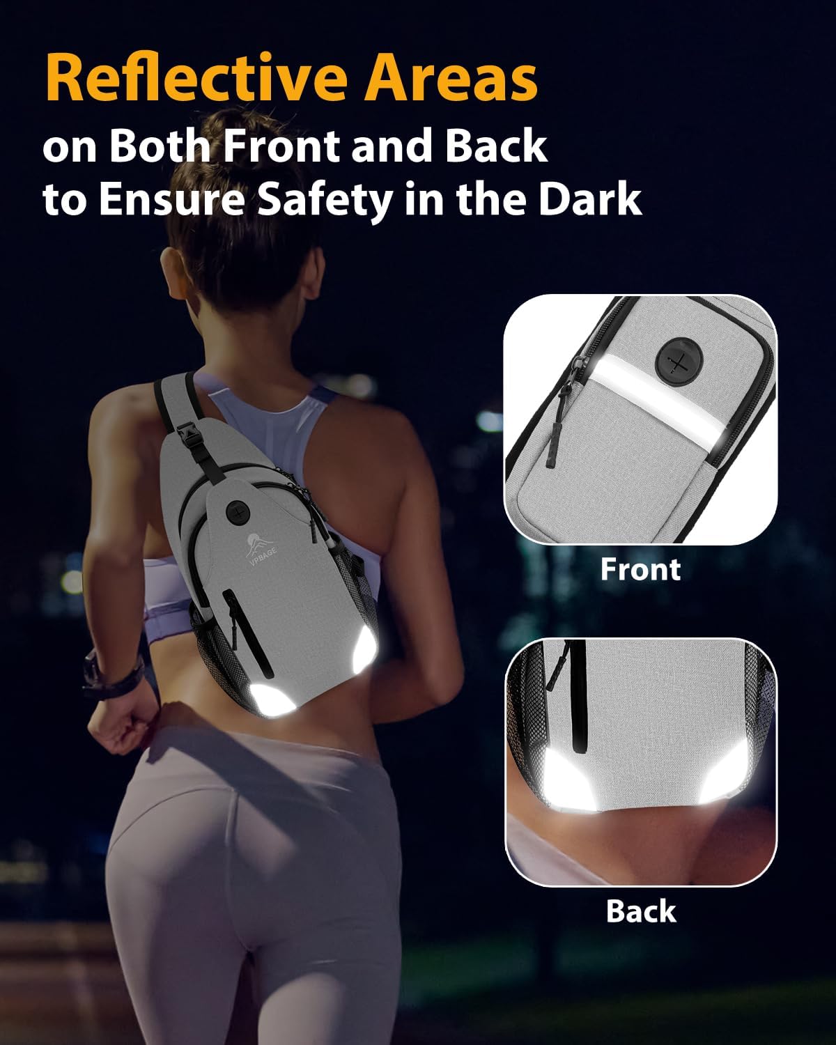 Sling Bag, Crossbody Bag for Men, Cross Body Hiking Backpack, Travel Daypack, Chest Pack with Chest Phone Holder