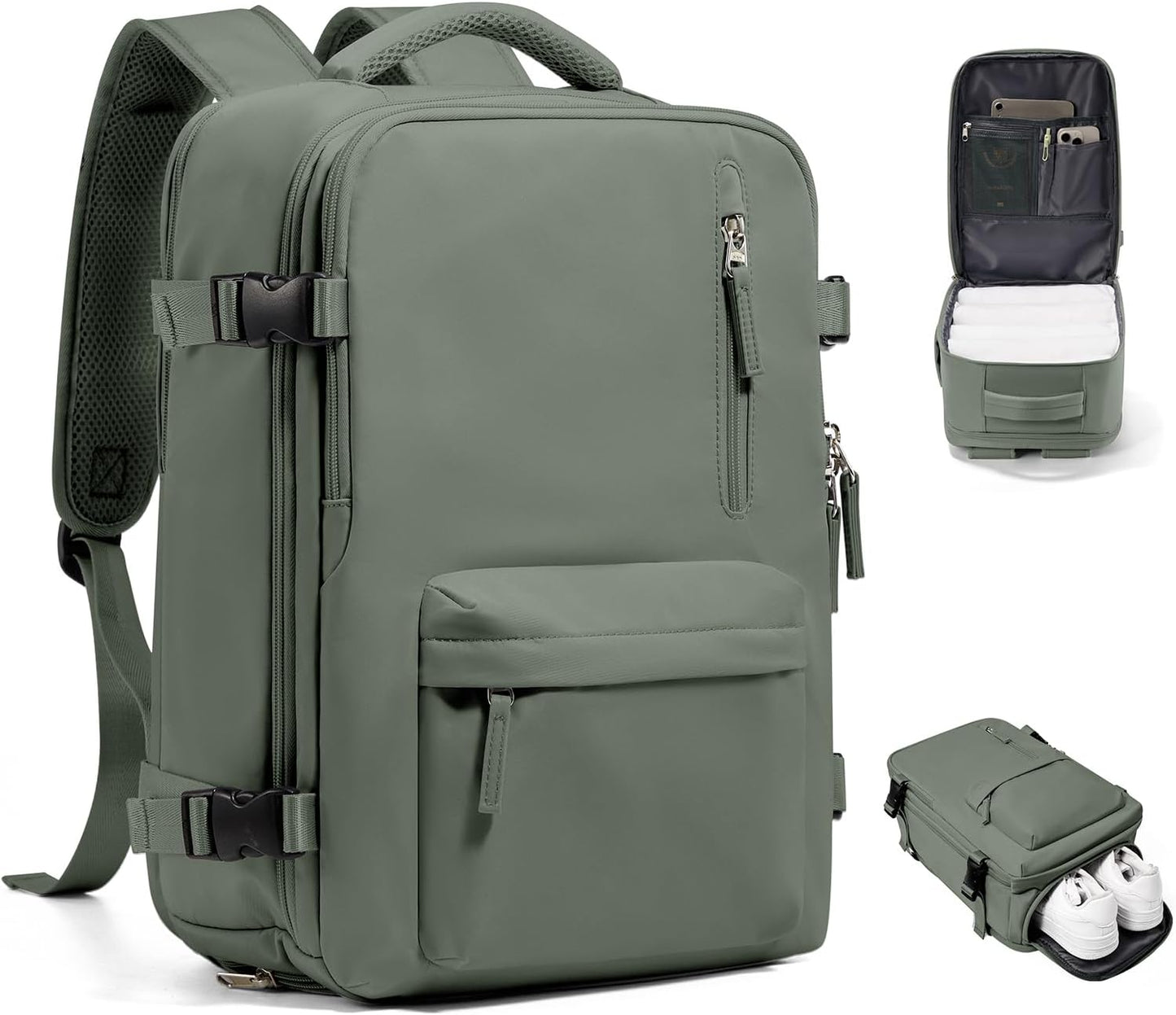 VGCUB Travel Backpack for Women Men for Spirit Airlines Personal Item Bag 18x14x8 Inches Laptop College Waterproof Carry on Flight Approved Work Backpack Mochila de Viaje,Army green