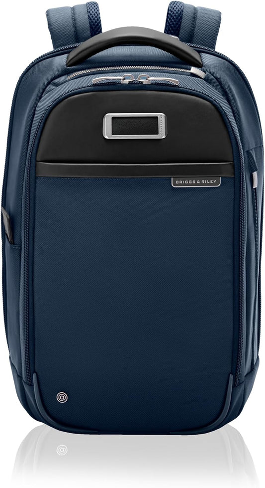Briggs & Riley Slim Backpack for Women & Men - Laptop Backpack, For Work & Travel, Carry On Size, Lightweight & Durable, Padded Straps, Fits up to 14" Laptop - @work Collection, Navy