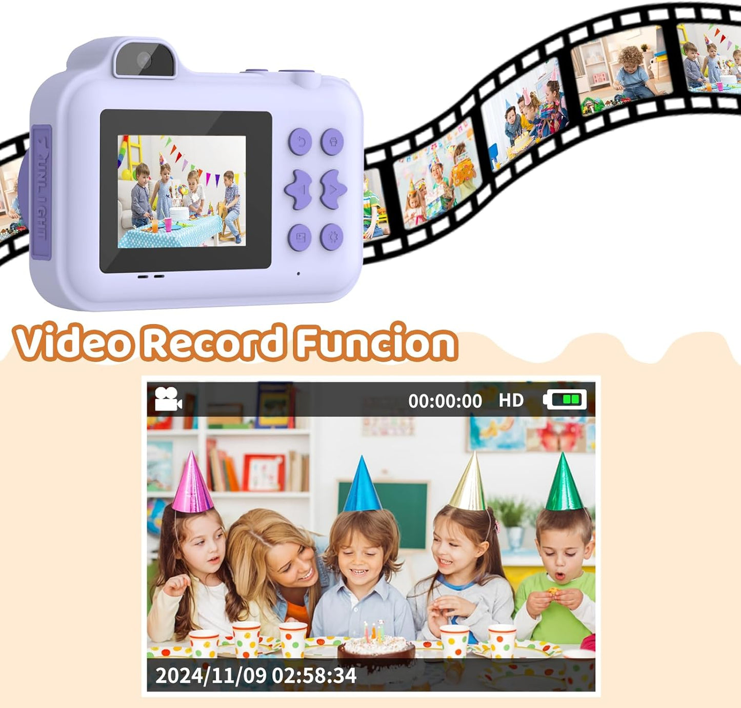 Kids Camera Instant Print, Christmas Birthday Gifts Toys for Girls Boys Age 4 5 6 7 8 9 10 11 12 Years Old,1080P HD Dual-Lens Selfie Digital Camera with 5 Rolls Print Paper Stickers Pens & 32G Card