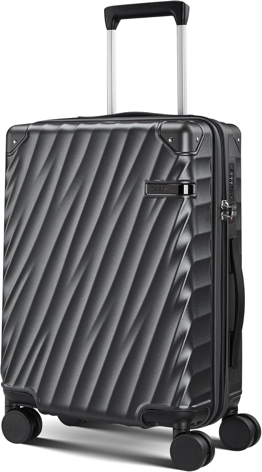 Luggage sets with Spinner Wheels, PC Hard Shell Travel Luggage, Carry On suitcase with TSA Lock,YKK Zippers,Charcoal Metallic (Gray, Carry-on 20-Inch)