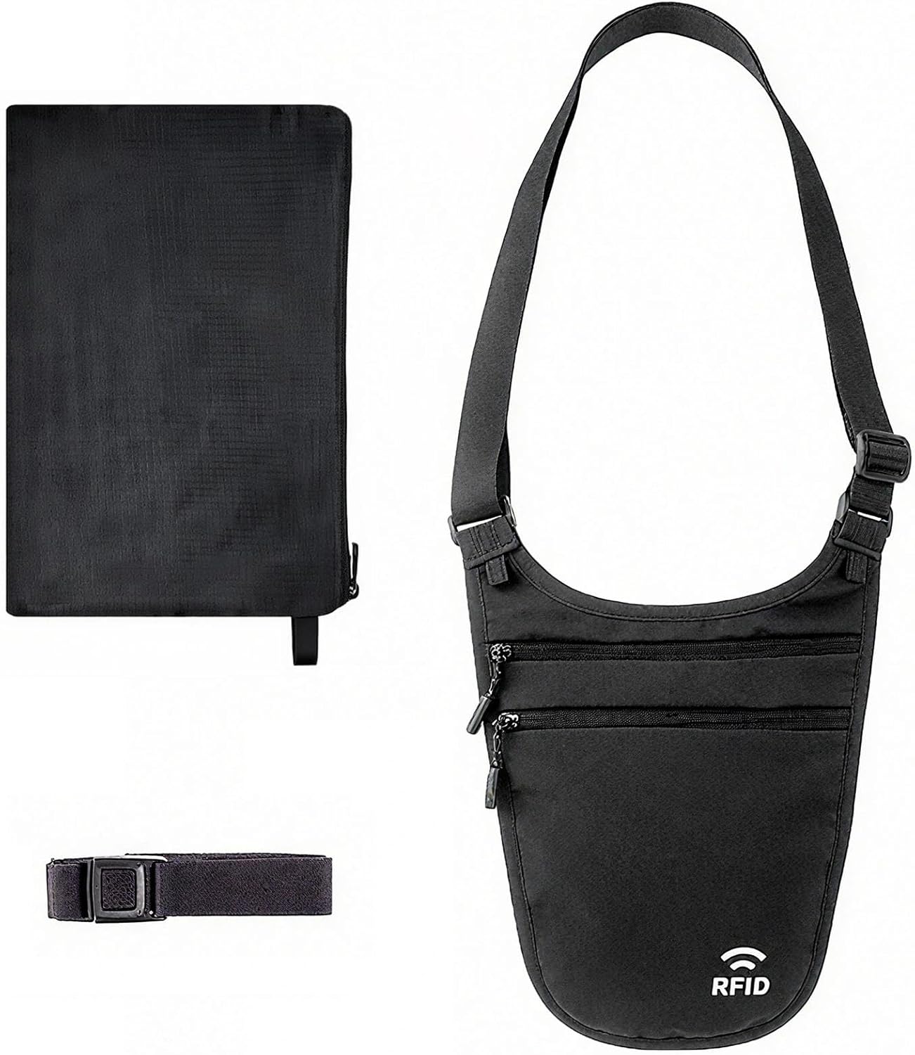 Travel Money Belt Under Clothes,RFID Passport Wallet, Hidden Money Belt for Travel Women Men
