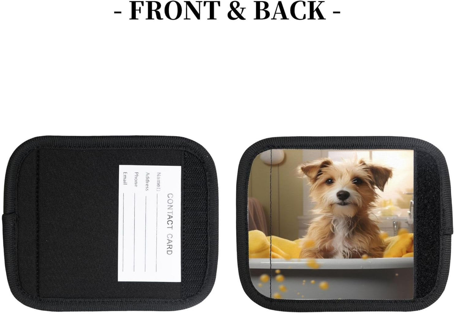 Luggage Handle Wraps Cute Dog Bathtub Animal Luggage Identifiers Soft Neoprene Luggage Handle Wraps