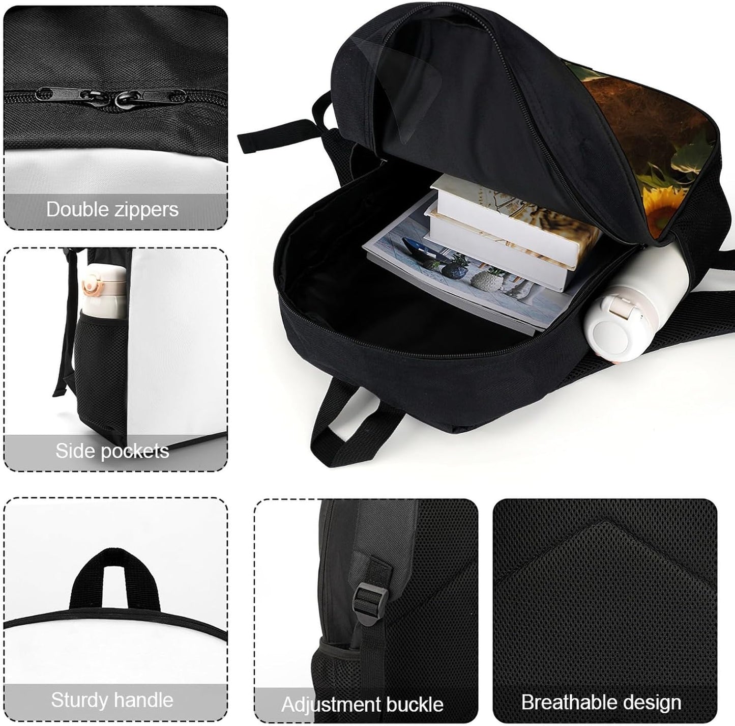 Daisy Sunset School Backpack Lightweight Laptop Backpacks Large Capacity 1 Main Compartment Outdoor