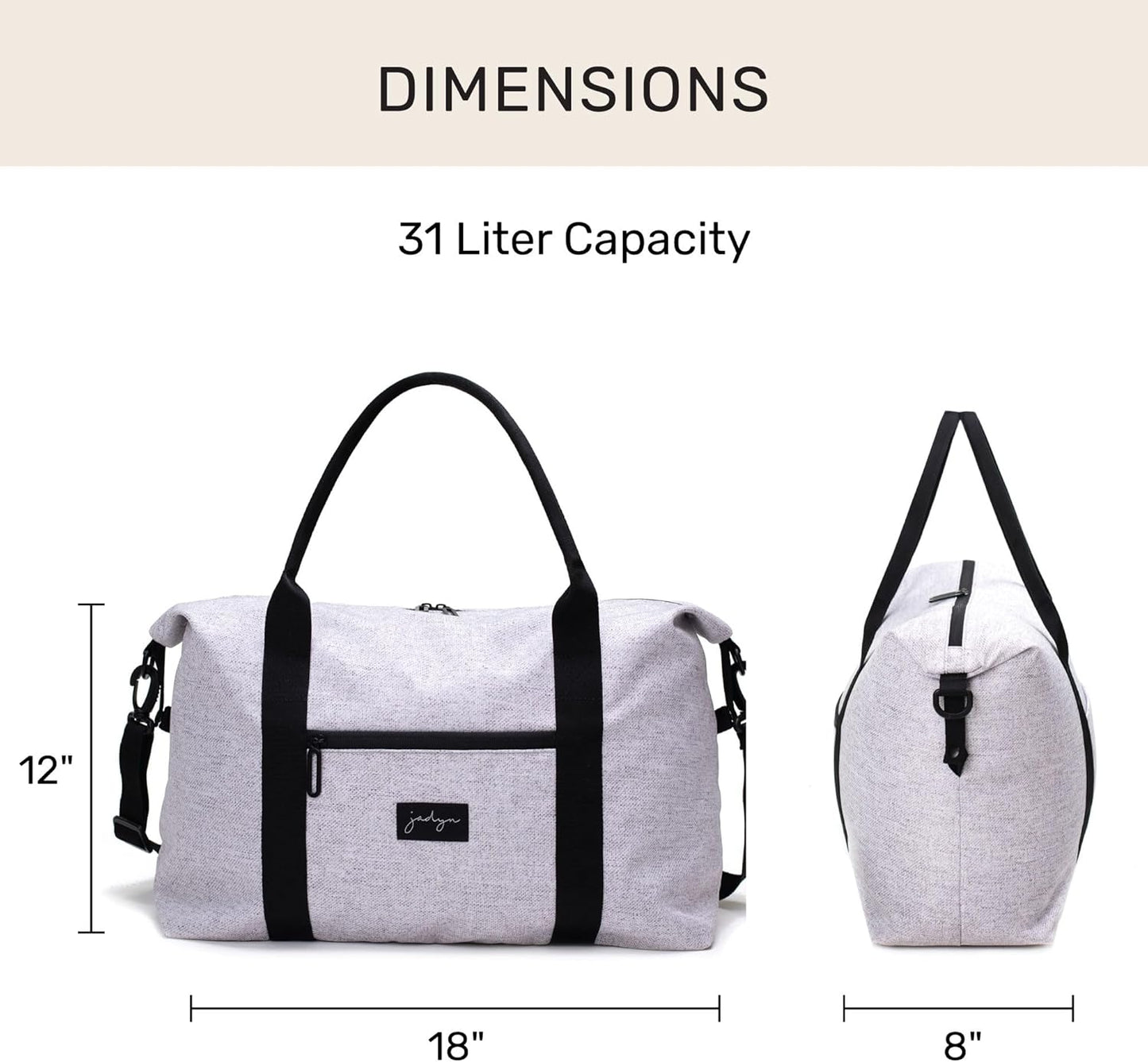 Jadyn Lola Travel Bag, Weekender/Overnight Duffel, Gym Tote Bag for Women, Men