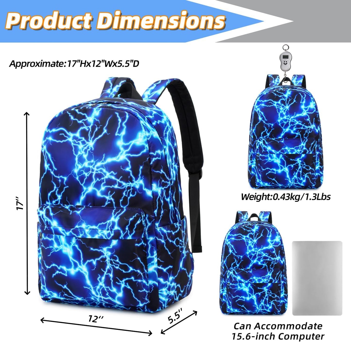 Backpack For Boy Elementary School Bookbag Durable Kid's Backpack Lightweight Travel Daypack (Blue-Light)