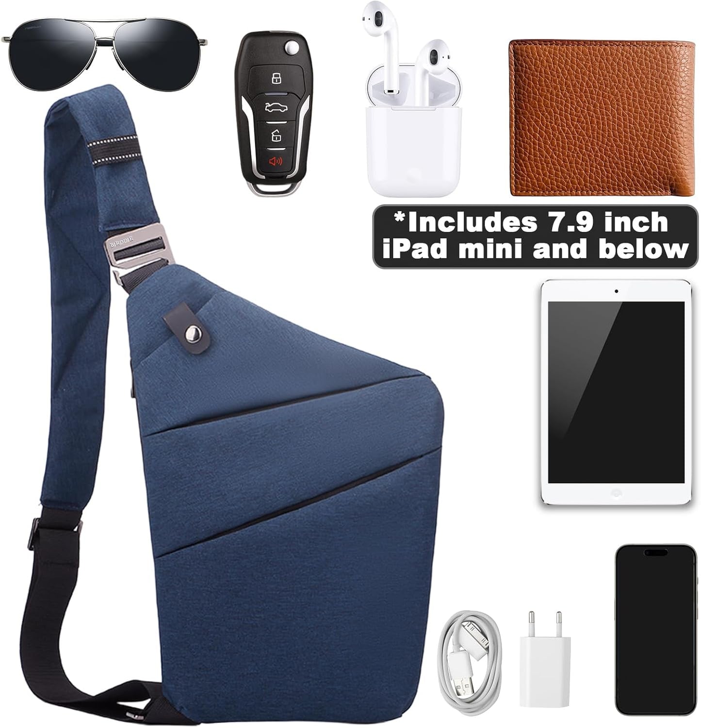 Anti Theft Travel Bag, One Shoulder Large Capacity Cross-body Bag Chest Fashion Lightweight Sling Bags for Travel Sports
