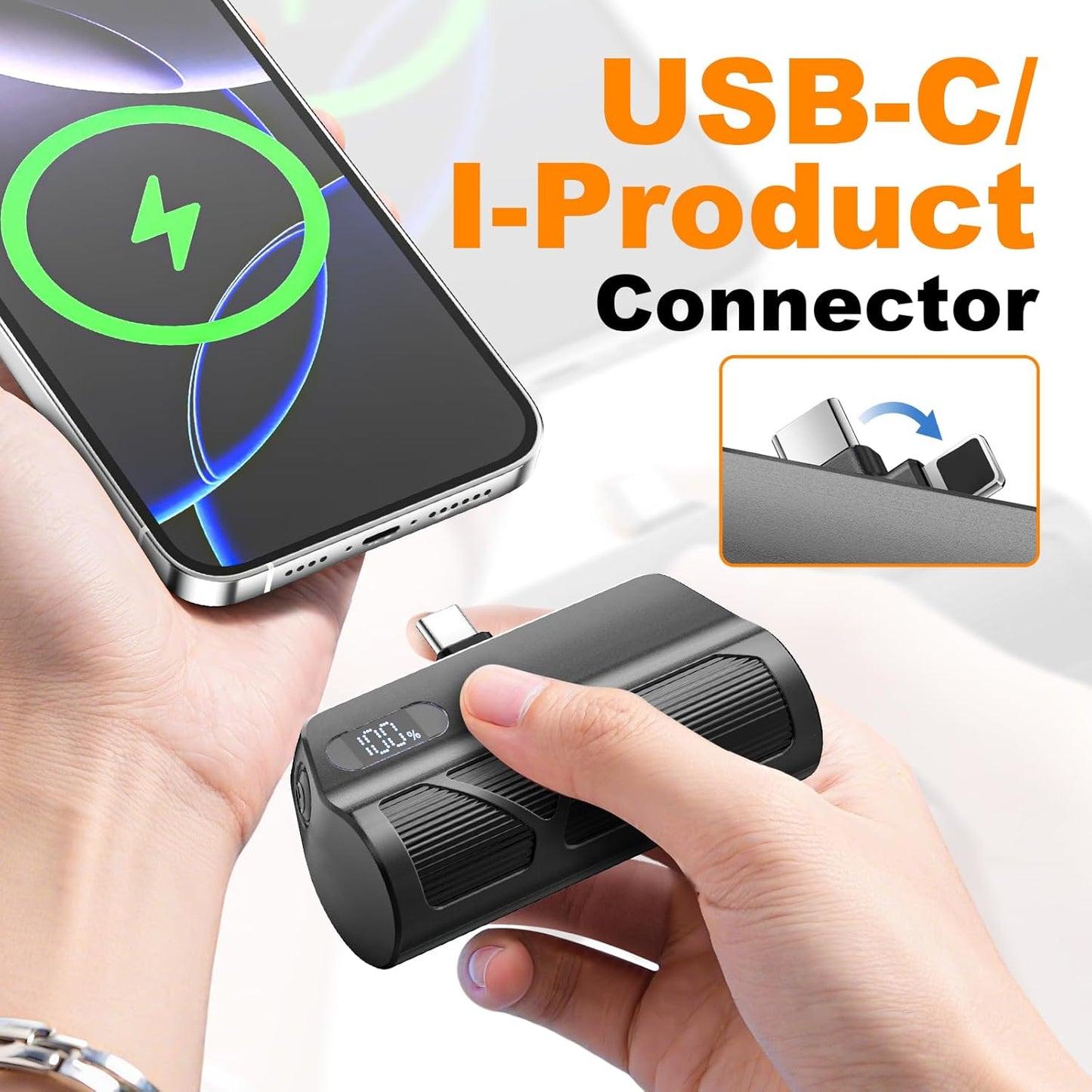 ZBF Mini Portable Charger Power Bank,5000mAh Cell Phone Portable Power PD 20W Fast Charging USB-C, LCD Display Battery Pack for iPhone 14/14 Pro Max/13/13 Pro/12 Pro/11/XS/XR/X/8/7/6 etc (Black)