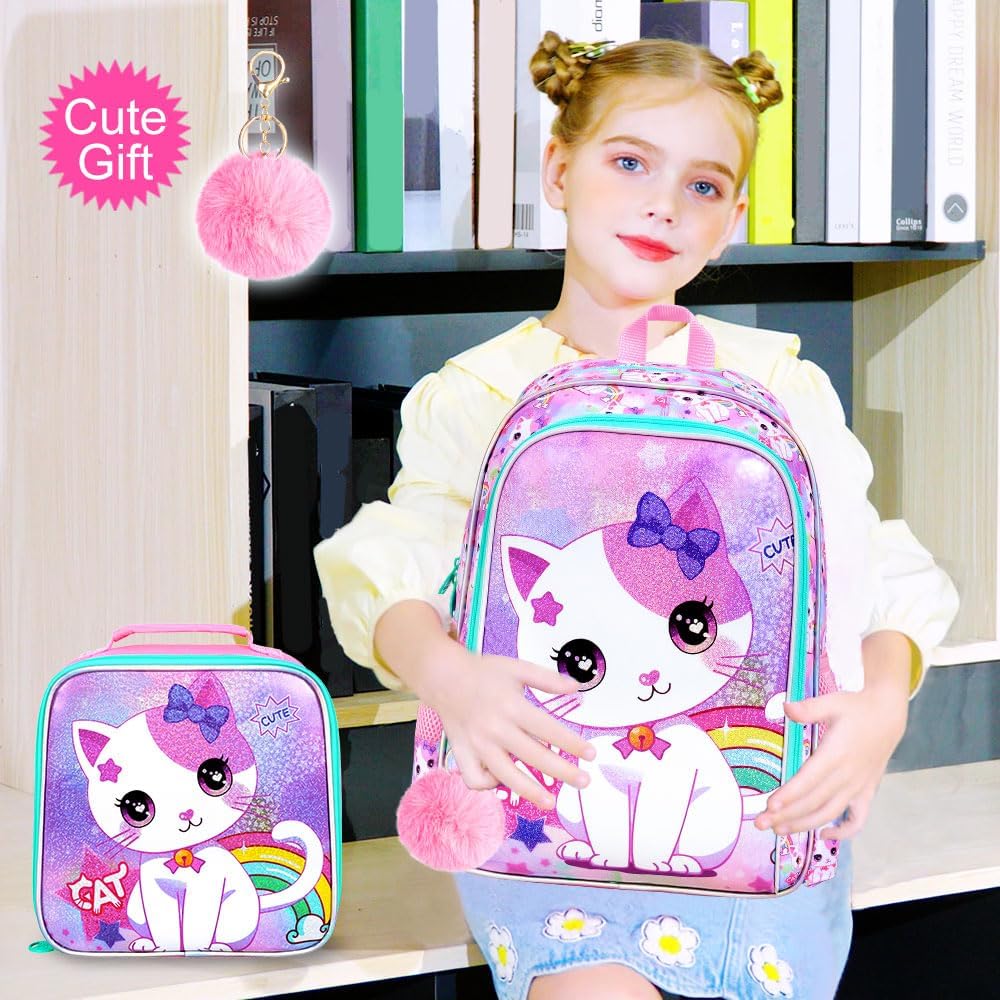 3PCS Kids Backpacks for Girls, 16" Little Kid Preschool School Bookbag and Lunch Box - Unicorn/Mermaid/Flamingo