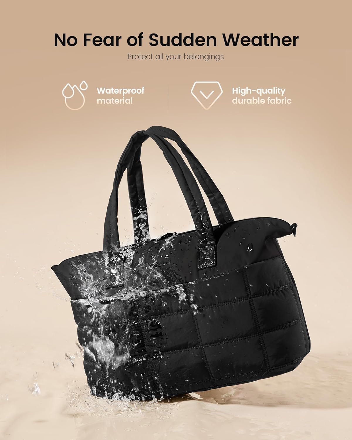 LOVEVOOK Quilted Duffle Bag for Travel,48L Gym Bag for Women with Wet Pocket,Water Resistant Weekender Overnight Bag Tote Bag for Women with Laptop Compartment(Black)