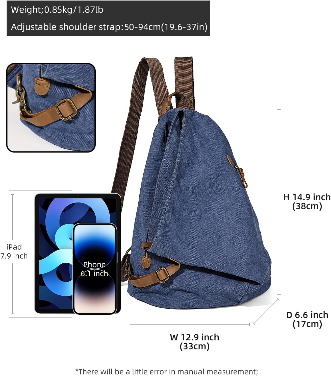 KL928 Canvas Vintage Backpack – Large Casual Daypack Outdoor Travel Rucksack Hiking Backpacks for