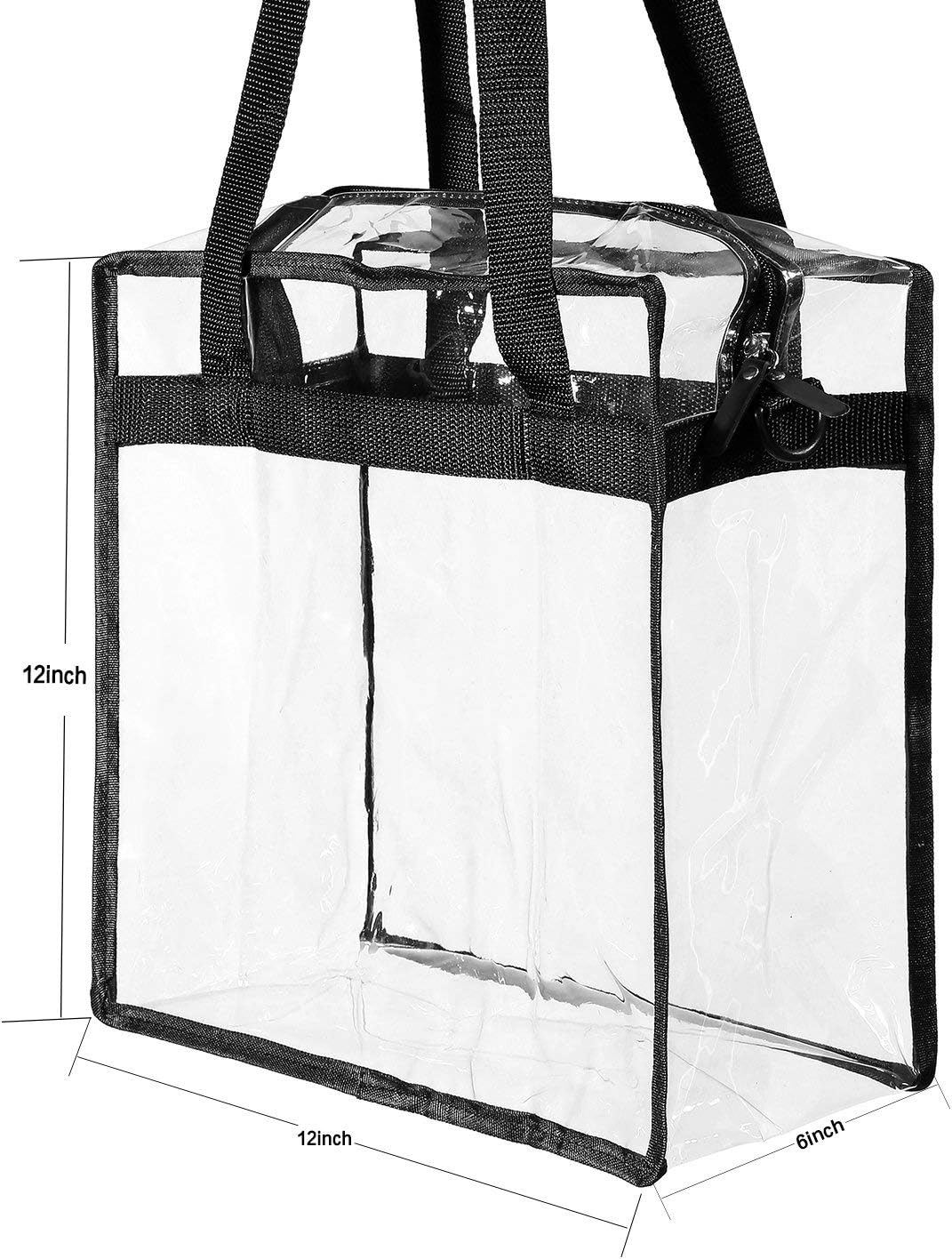 BAGAIL Clear Bags 12x6x12 Stadium Approved Clear Tote Bag with Zipper Closure Crossbody Shoulder Bag with Adjustable Strap