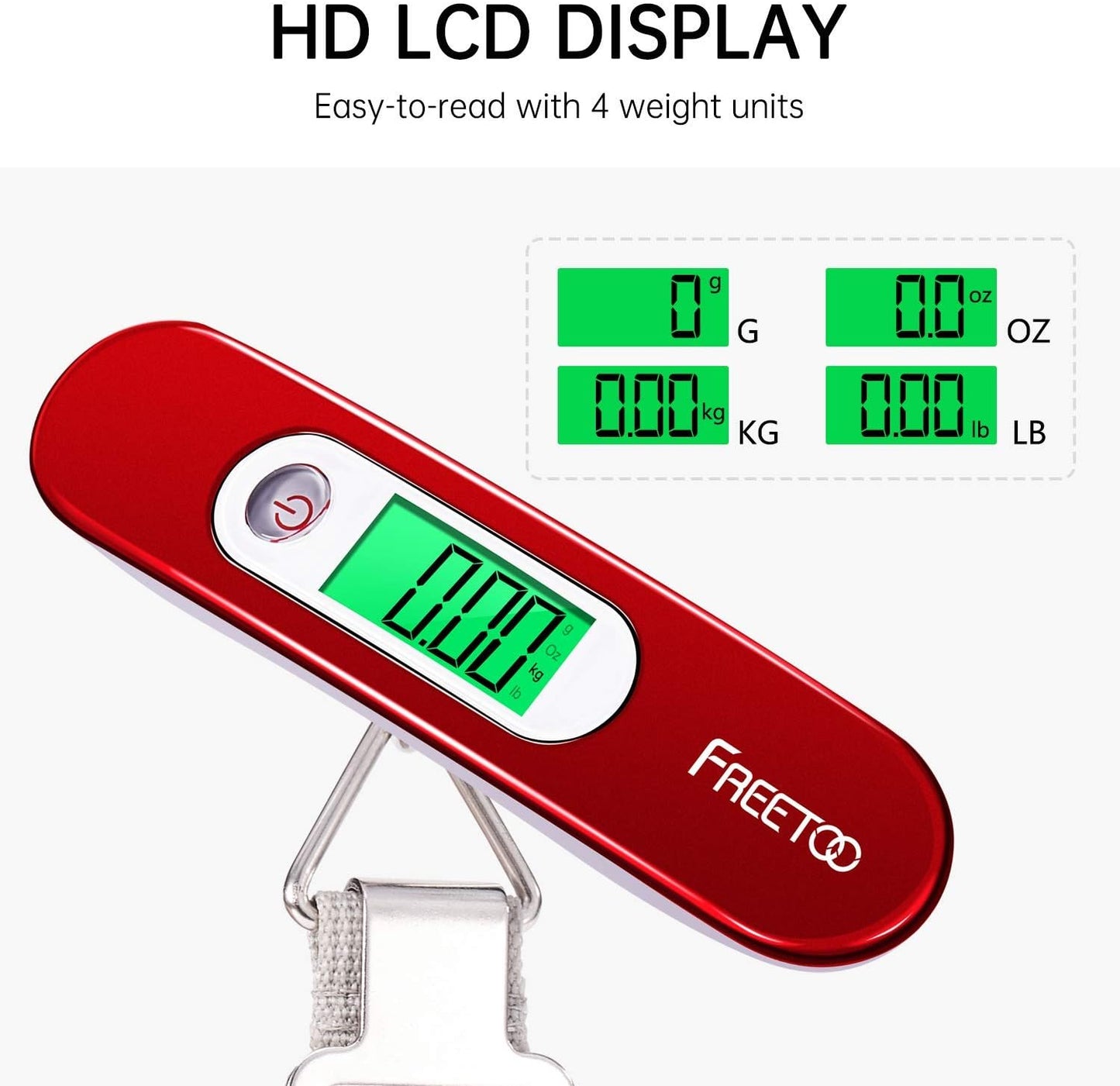 FREETOO Luggage Scale Portable Digital Hanging Scale for Travel, Suitcase Weight Scale with Superior Piano Lacquer 110 Lb/ 50Kg Capacity, Battery Included