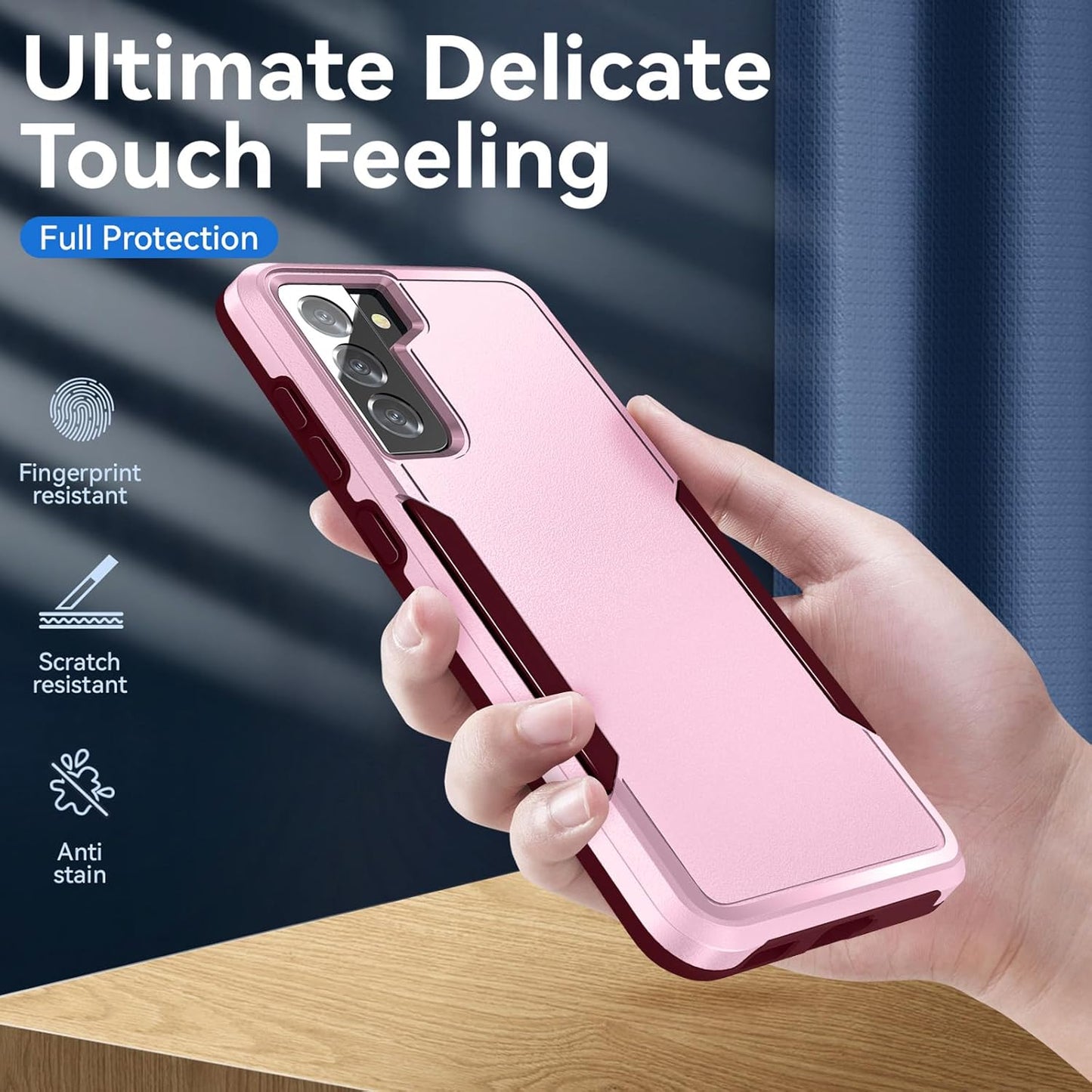 for Galaxy S21 Case with Screen Protection: Heavy Duty Protective Shockproof and Scratch Proof Cell Phone case for Samsung Galaxy S21-Pink