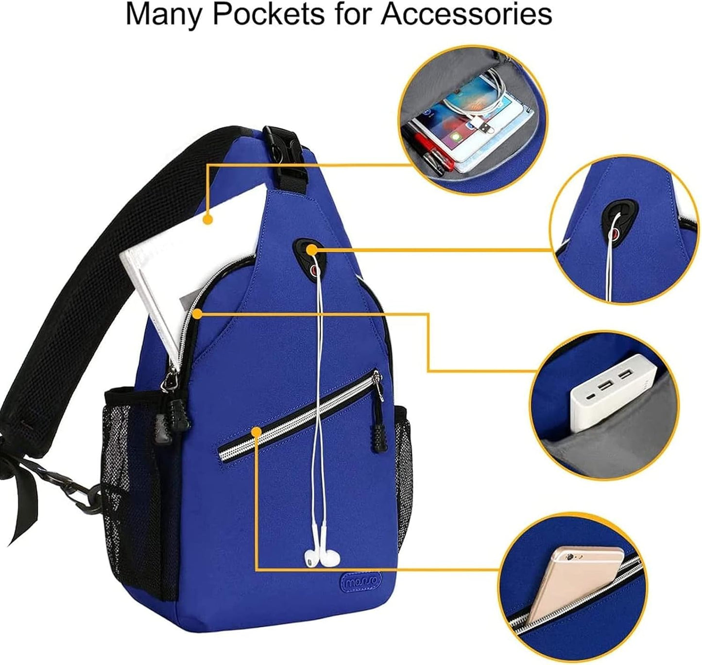 MOSISO Mini Sling Backpack,Small Hiking Daypack Travel Outdoor Casual Sports Bag, Royal Blue