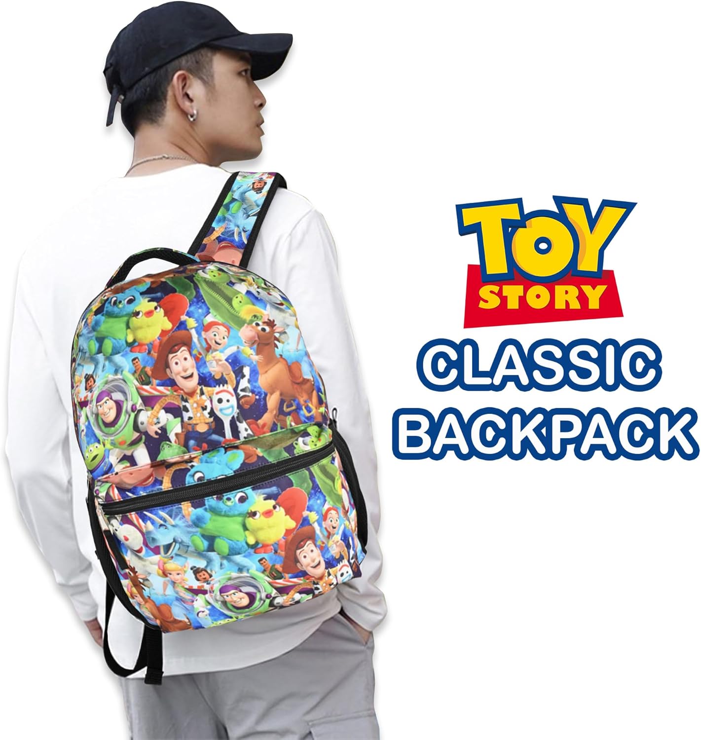 Disney Toy Story Backpack For Kids - Woody, Buzz Lightyear, Jessie, Bo Peep, Forky Bookbag For Toddlers, Boys, Girls - Officially Licensed Pixar Backpacks - Great Bag For Gym, Park and Camp