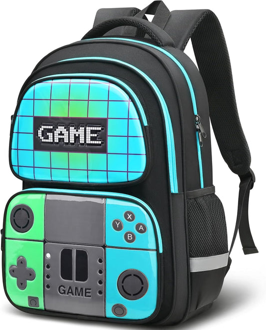 School Backpack For Boys,Gamer Kids Backpack For Elementary Middle School Student Age 6-14,17″ Video Game Bookbag For Laptop