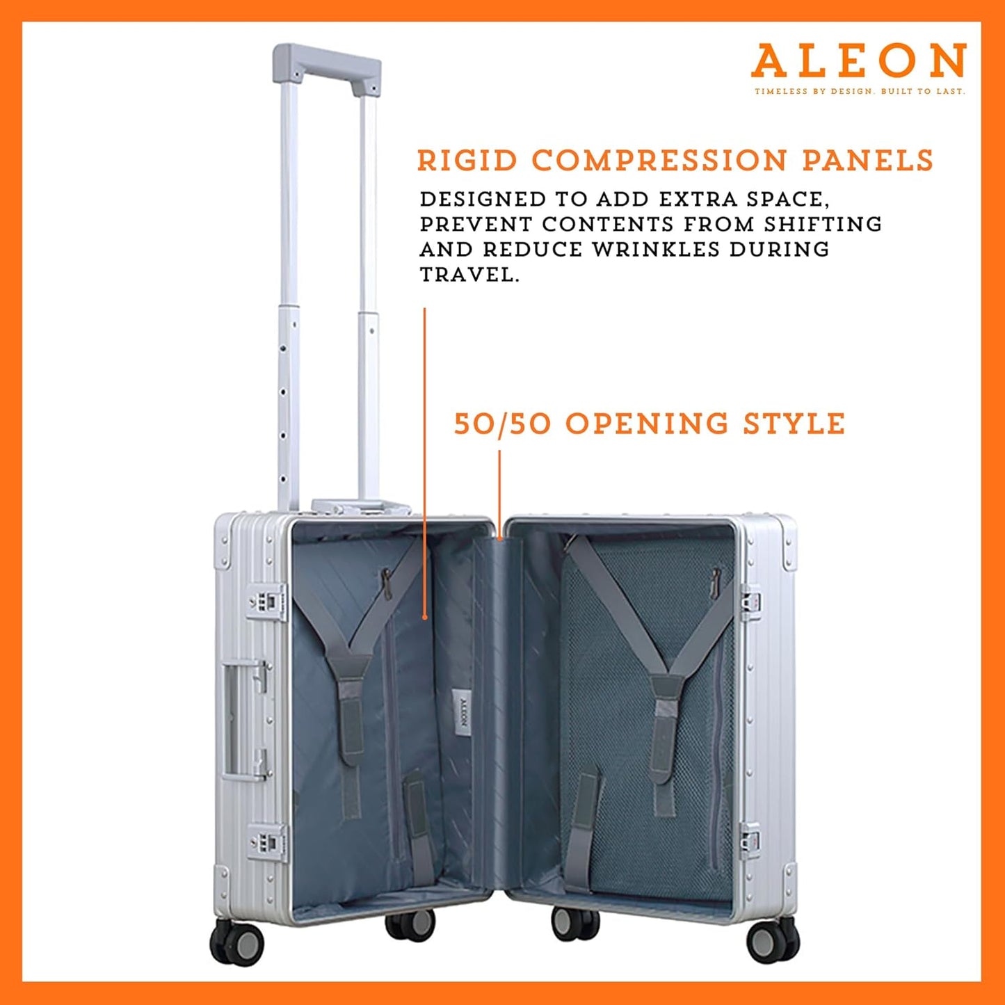 Aleon All Aluminum Lightweight Carry-On Luggage - Hardside Carry-On Suitcase, TSA Approved, Hard
