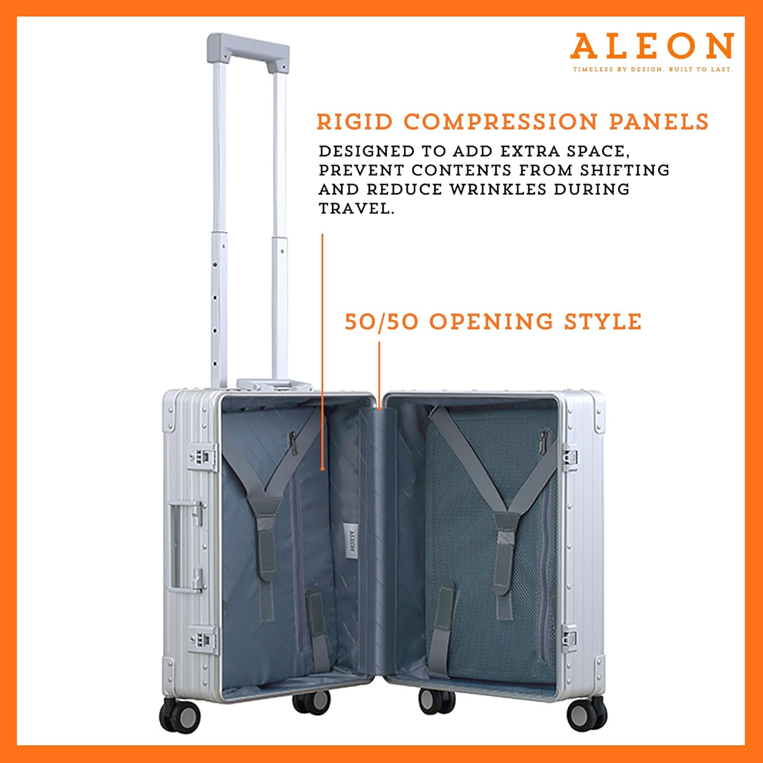 Aleon All Aluminum Lightweight Carry-On Luggage - Hardside Carry-On Suitcase, TSA Approved, Hard