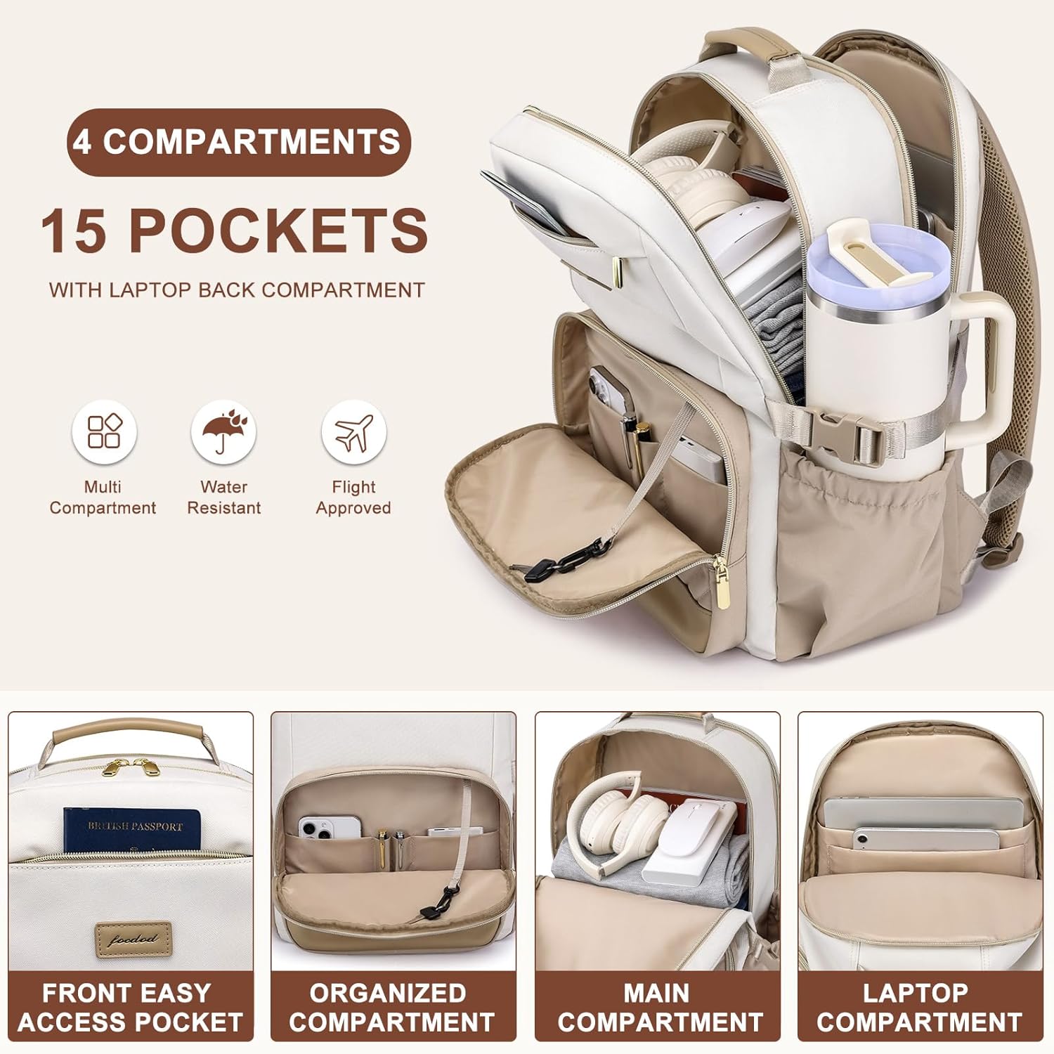 Laptop Backpack for Women Bookbag: 15.6 inch Work School Backpacks with Pouch Pocket for Large