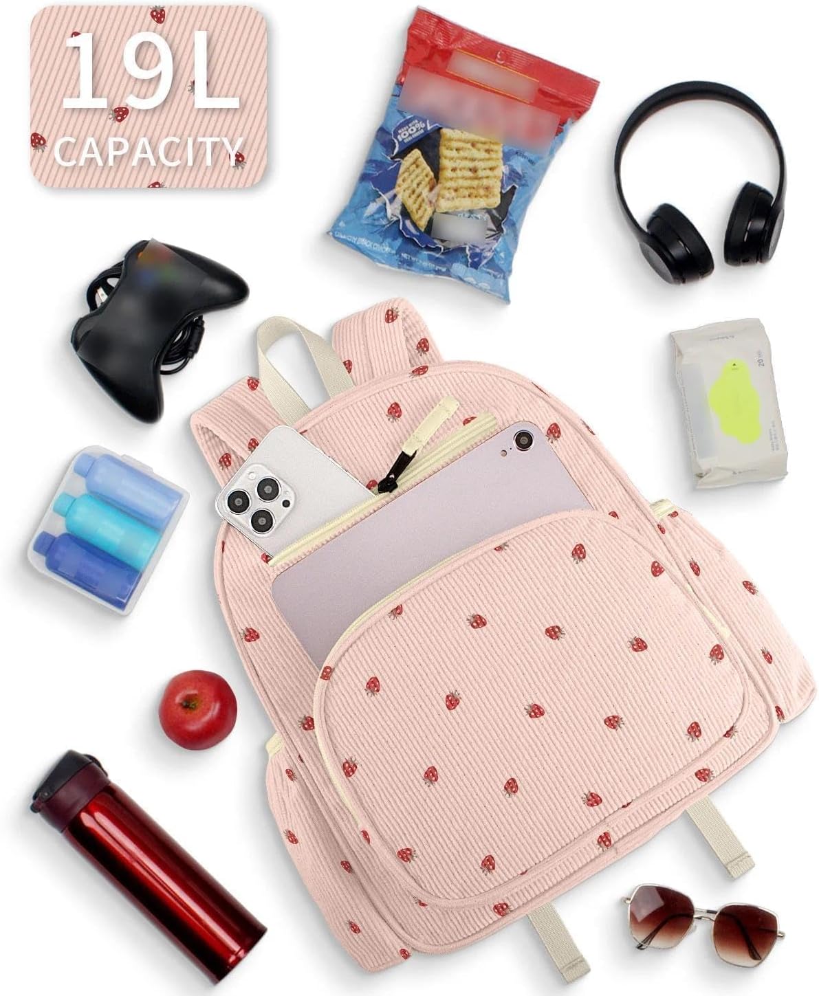 Corduroy Kids Backpack for Girls, Girls Backpack 5-9, Kindergarten Elementary School Bookbag for Girl 15.3" H Fit Folder