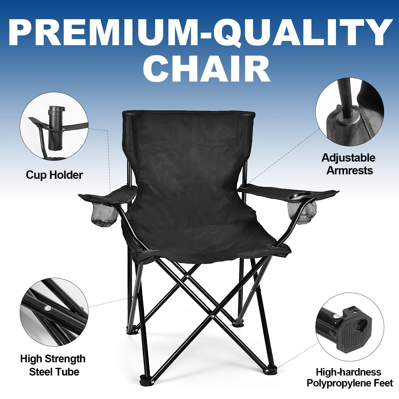 WEIDIORME 2 Pack Lightweight Camping Chairs for Adults & Teens, Capacity Foldable Portable Chairs