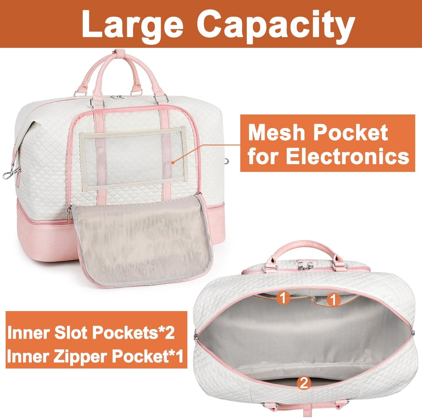 Travel Weekender Bag for Women, Overnight Bag with Shoe Compartment Oversized Travel Duffel Bag Carry On Tote 21"