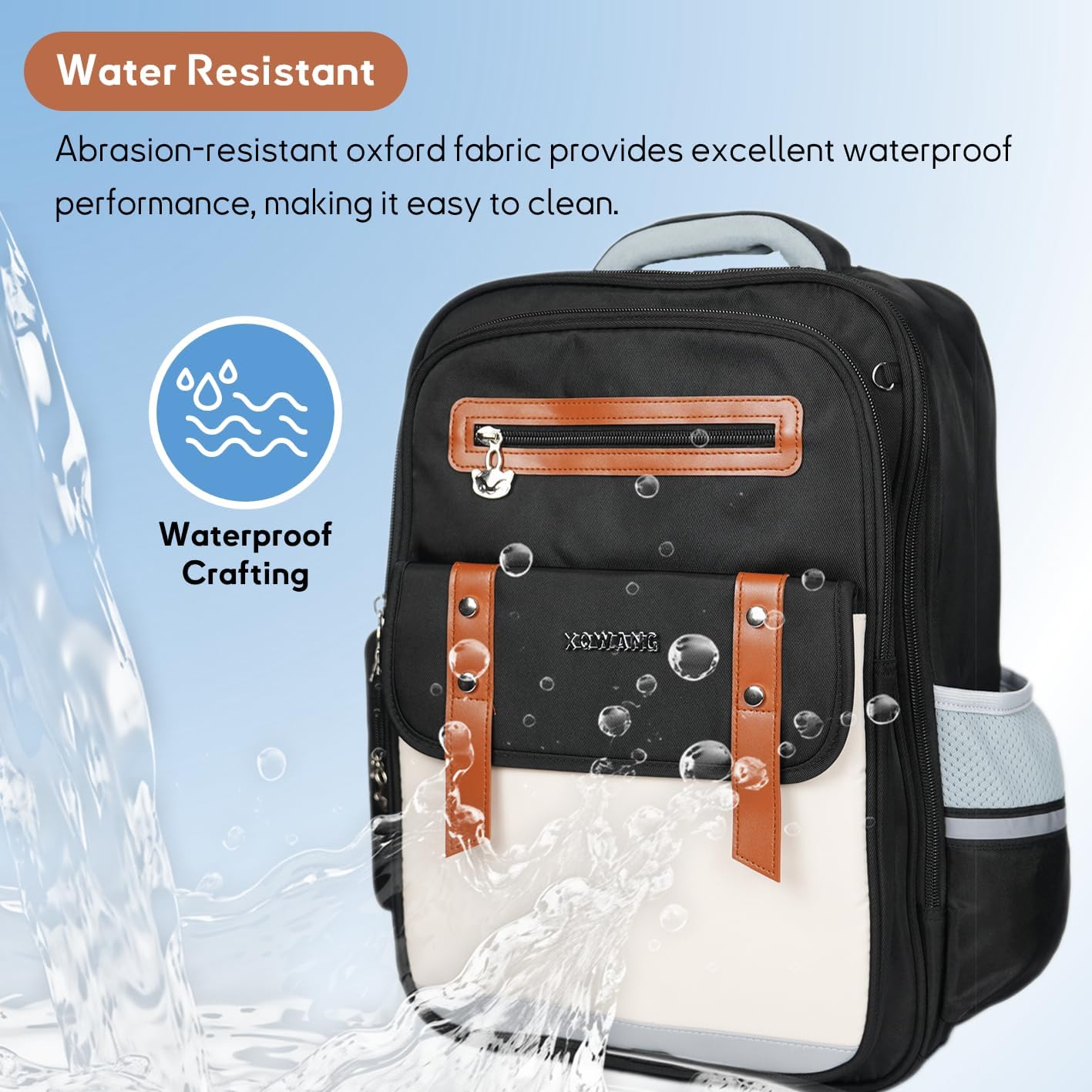 Kids Backpack for Kids, Lightweight Waterproof Black White Backpack for School, Kindergarten Elementary School Students Boys & Girls Backpack with Safety Whistle and Includes a Detachable Waist Belt
