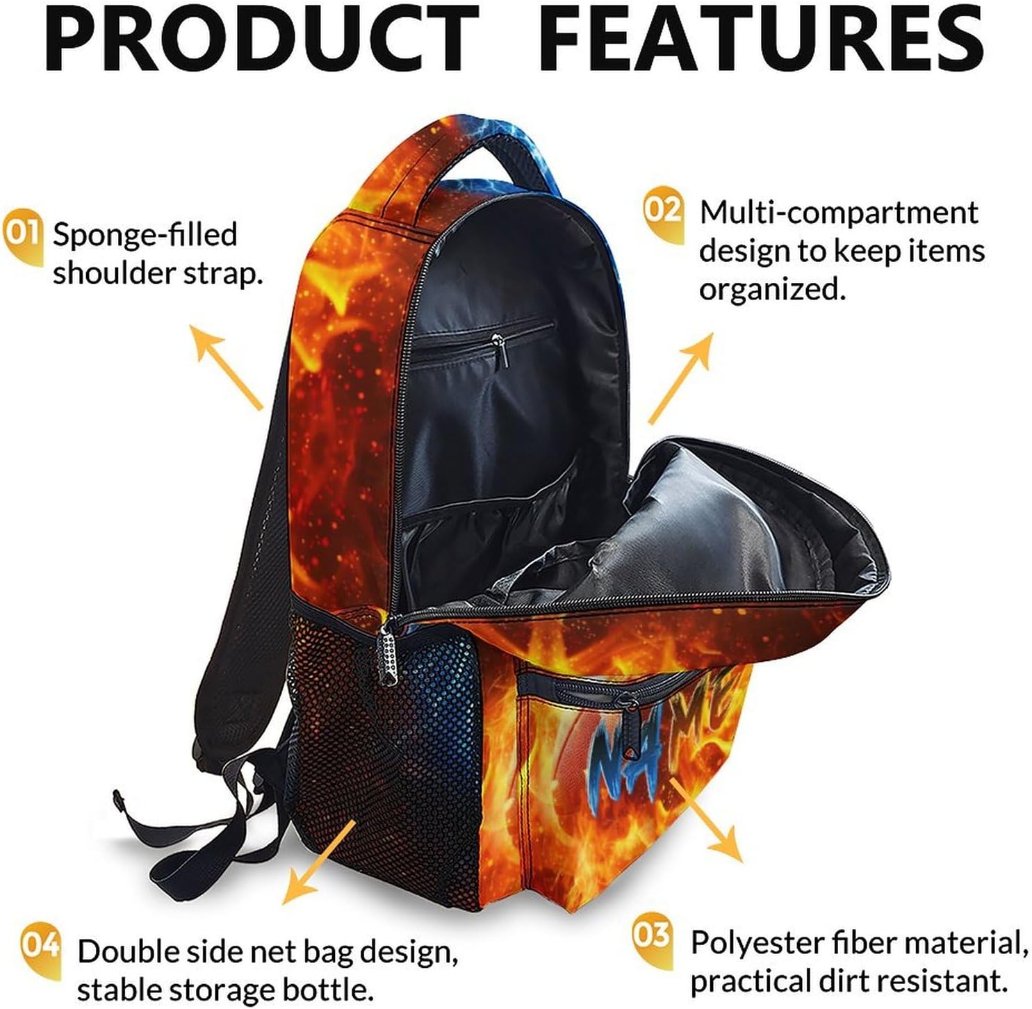 Boys Backpack, Football Backpacks with Custom Name for Kids Teens, 17 Inch Lightweight Sport School