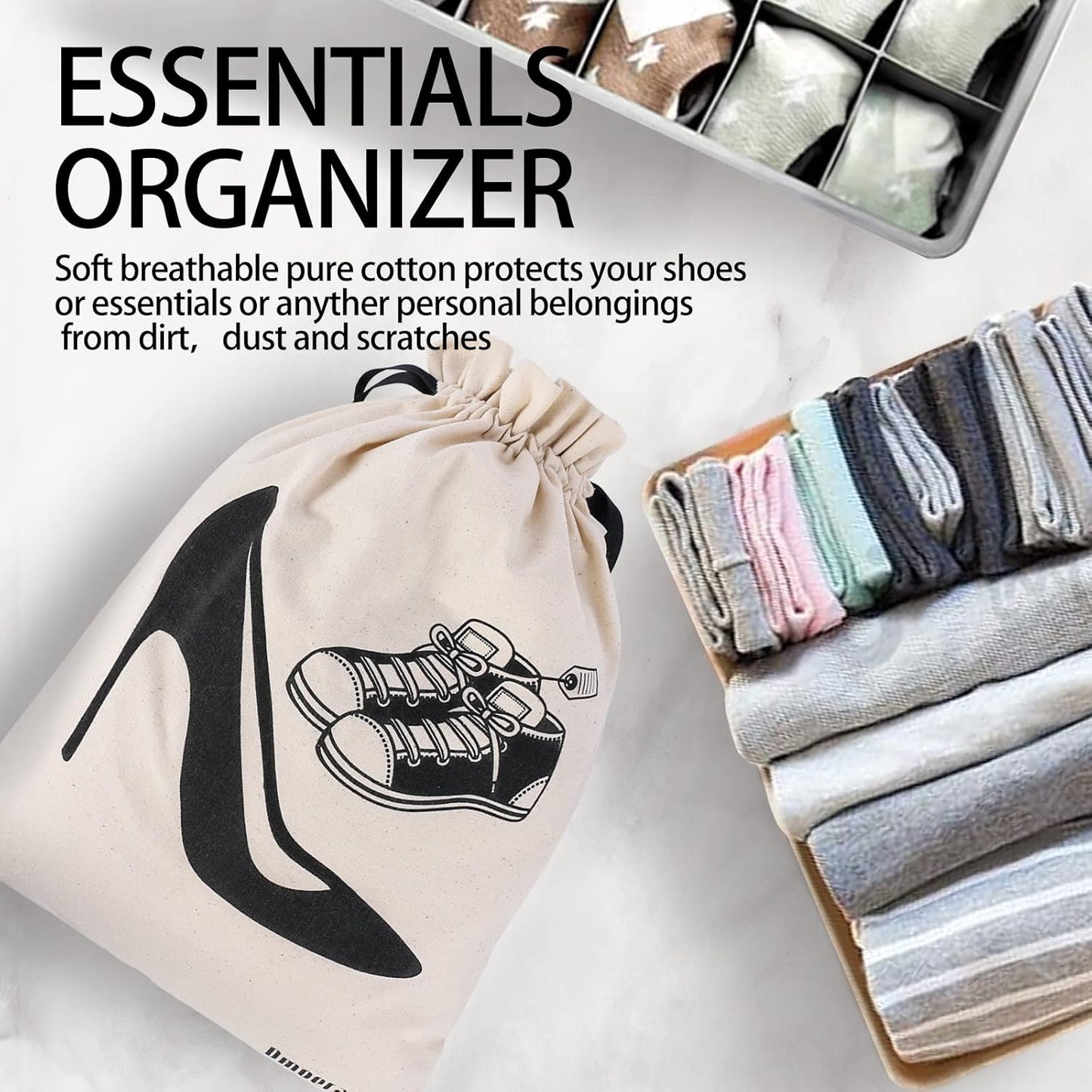 4 Pack Shoe Bags for Travel Women, Heavy Duty Suitcase Organizer Bags Set, Shoe Travel Bags for Packing, Travel Shoe Bags for Packing,Packing Bags for Suitcases, Shoe Bag for Commute