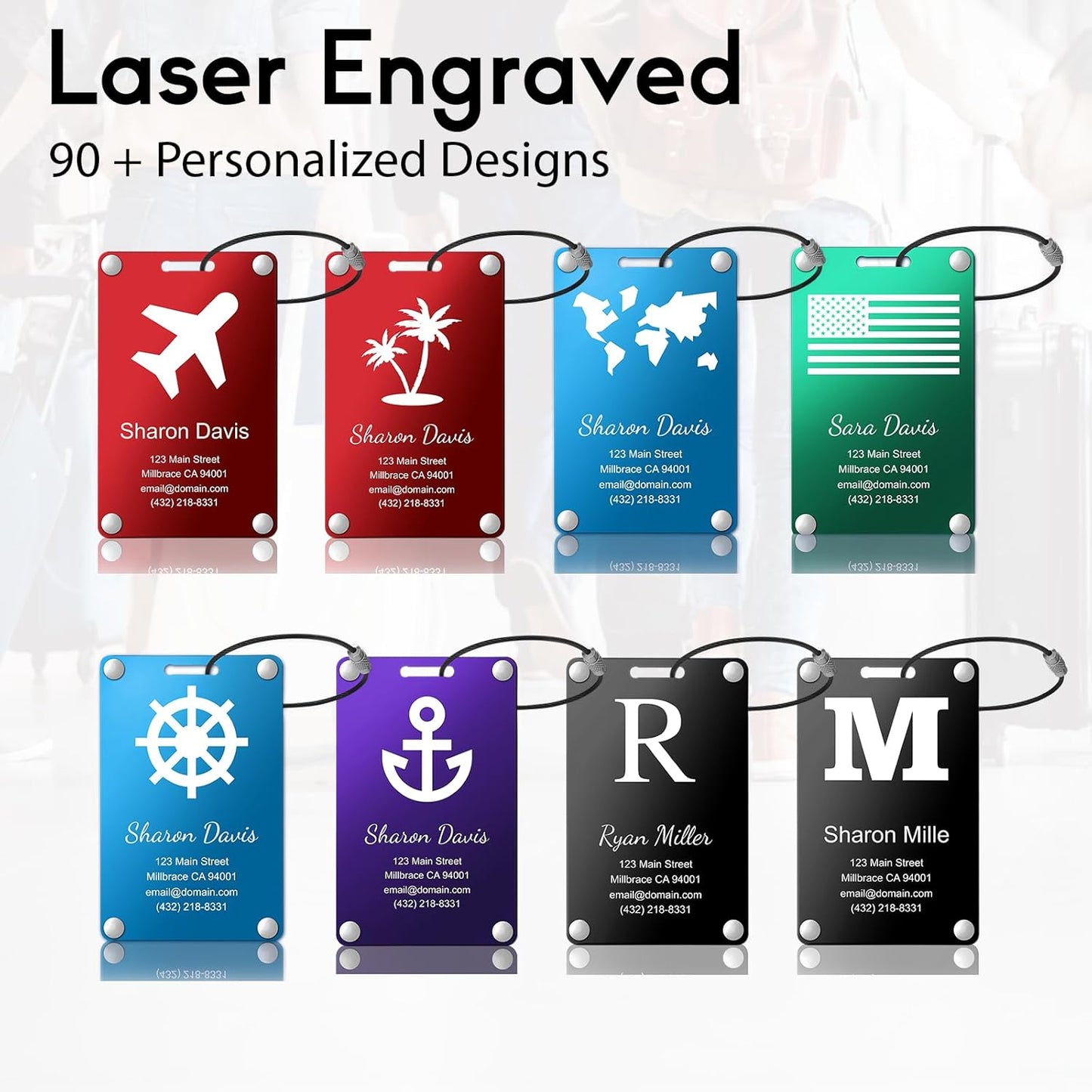 Personalized Luggage Tags: Custom Metal Luggage Tags for Suitcases, Backpacks and Bags with Your