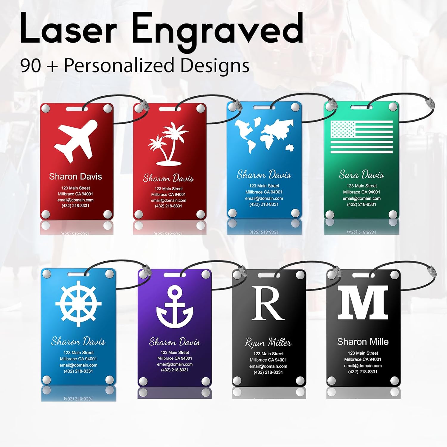 Personalized Luggage Tags: Custom Metal Luggage Tags for Suitcases, Backpacks and Bags with Your