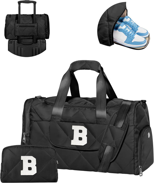 Birthday Gifts for Women, Personalized Weekender Bag, Christmas Stocking Stuffers Ideas, Duffle Bag with Shoe Compartment & Wet Separation, Initial Bag for Travel, Girls Weekend, Overnight