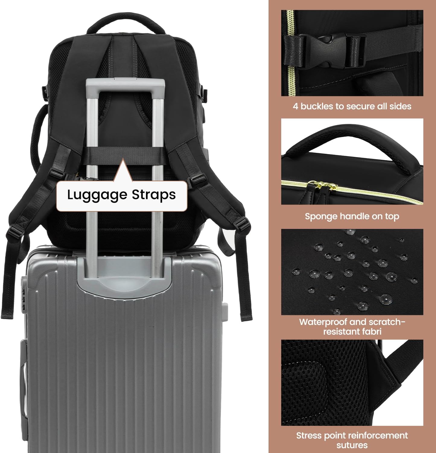 LOVEVOOK 50L Travel Backpack Carry On Airline Approved, Large Backpack with 3 Packing Cubes, TSA