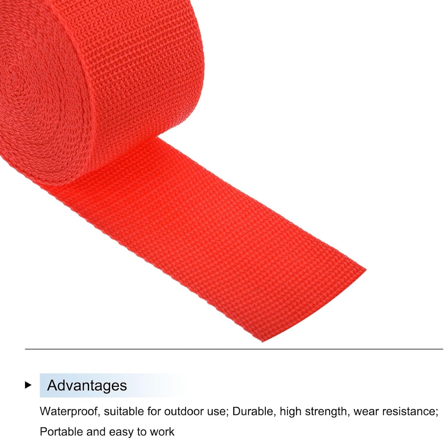 MECCANIXITY Lightweight Polypropylene Webbing Strap 2" 5 Yard Backpack Strapping Band Orange Red for Outdoor Luggage Cargo Straps