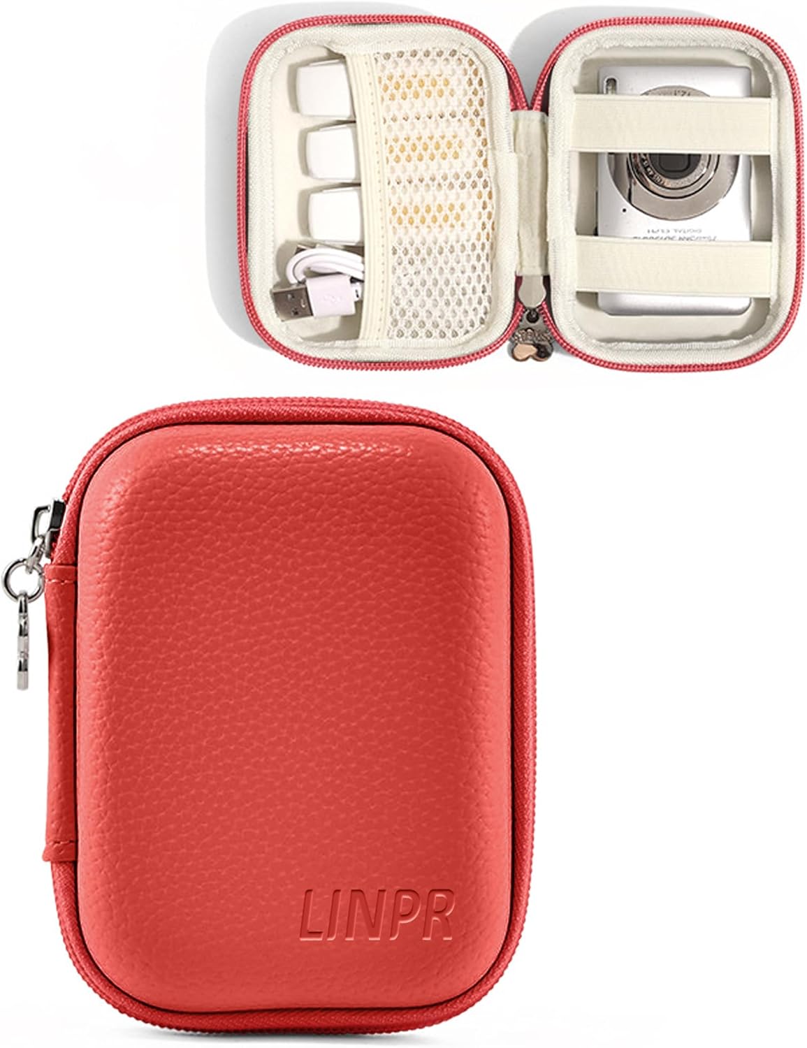 Digital Camera Case for CAMKORY, KODAK PIXPRO FZ45/FZ55, Canon IXUS 285 HS, Lecran, Small Travel Compact Camera Holder with Mesh Pocket for Accessories SD Card (Tomato Red)