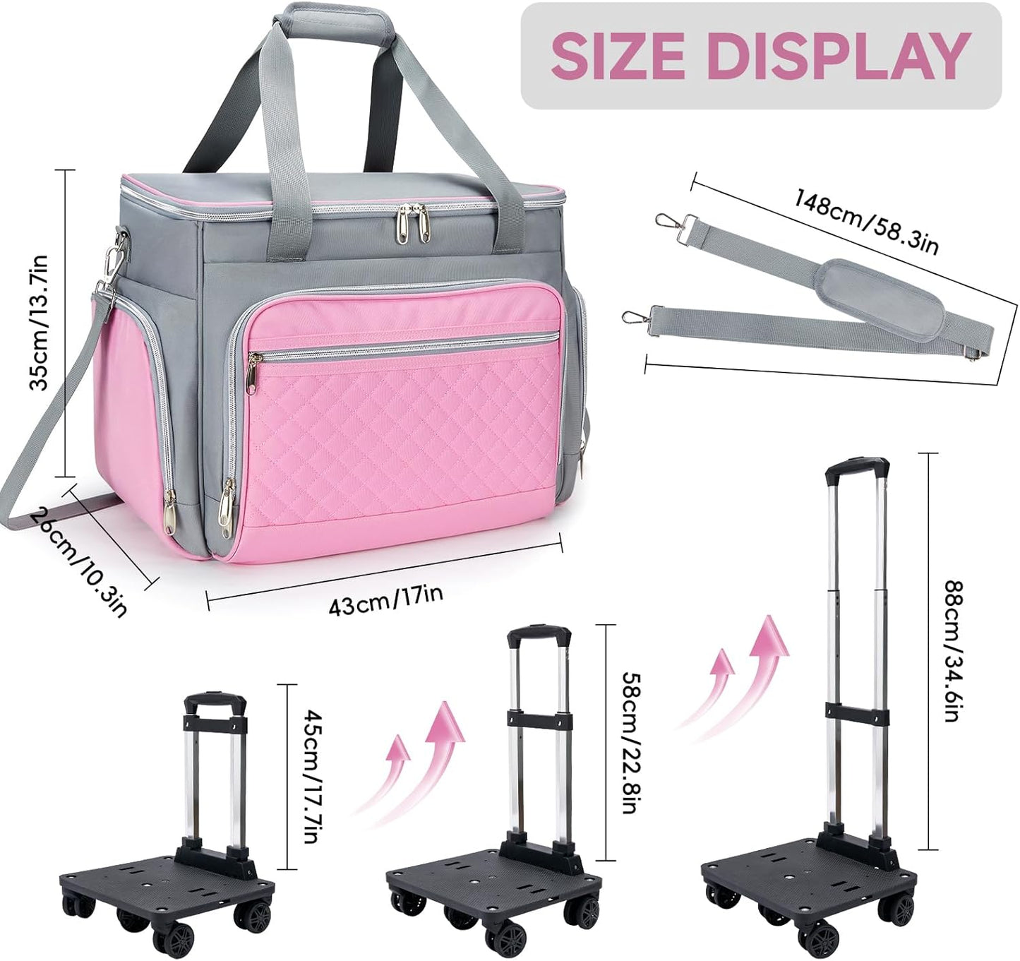2025 Rolling Teacher Tote Bag with Accordion File Organizer