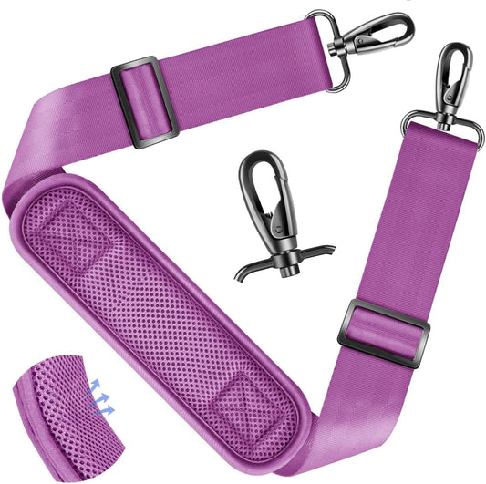ZINZ Shoulder Strap - 59 Inch Universal Heavy-duty Adjustable Strap with Ultra-thick Fixed Breathable Pad for Laptop, Gym, Camera Bag and More -Purple
