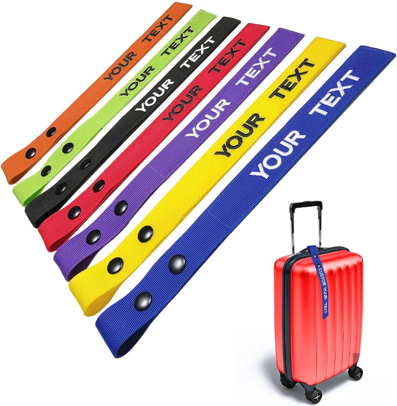 Personalized Luggage Tags, Customized Name ID Suitcase Tag Labels for Travel Suitcase, Personalized Embroidery Baggage Tags to Quickly Spot Suitcases,Travel Bag,Hiking Bag (Polyester)