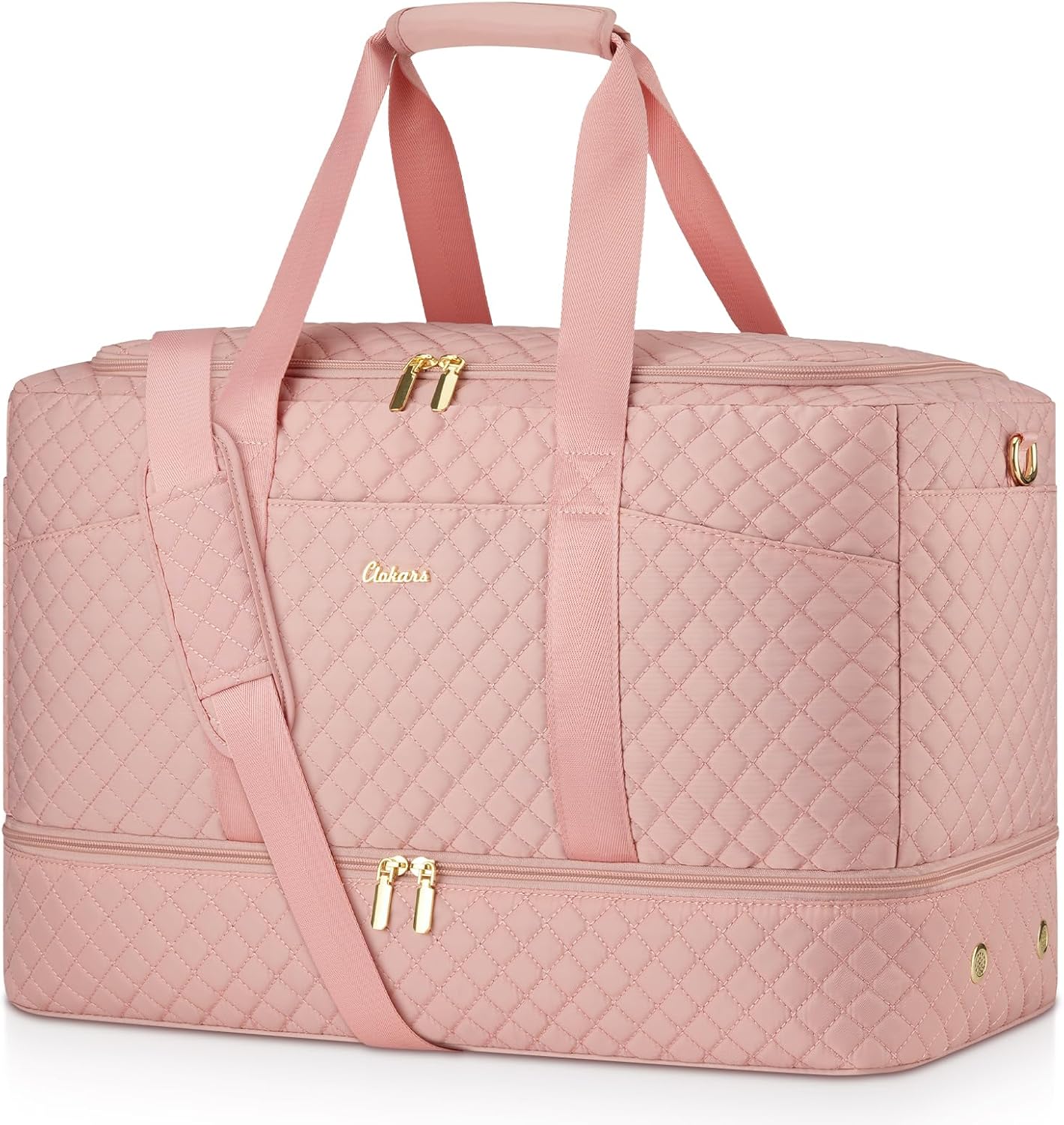 Duffle Bag for Travel, Weekender Bag with Shoe Compartment, Carry On Overnight Bag for Women with Toiletry Bag Duffel Bags with Wet Pocket for Gym Hospital Bags for Labor and Delivery Pink
