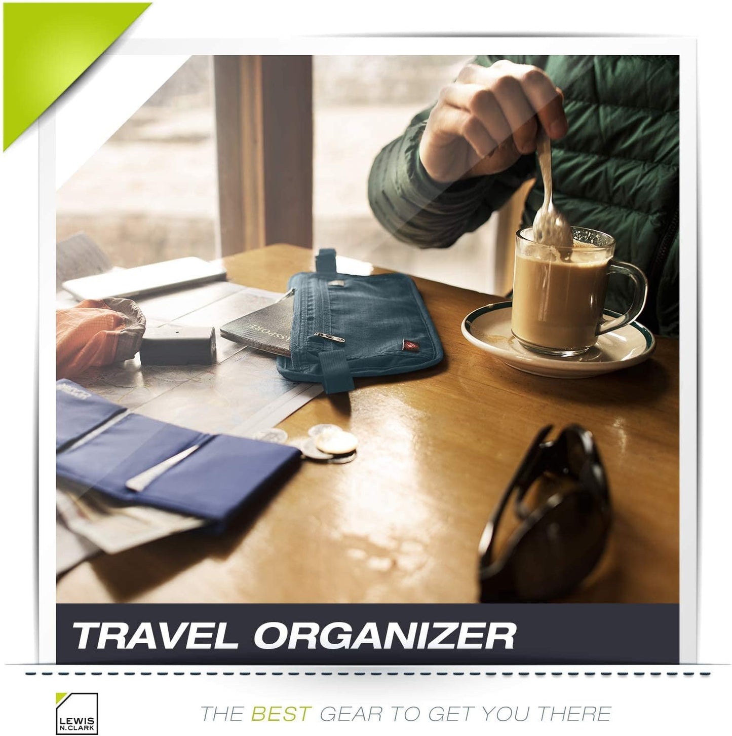 Lewis N. Clark RFID Blocking Money Belt Travel Pouch Waist Stash + Credit Card, Id, Passport Holder