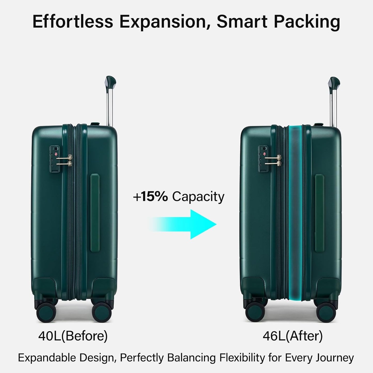Hanke Expandable Carry On Luggage 22x14x9 Airline Approved, 20 Inch Hardside Luggage with Spinner