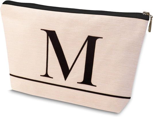 Letter A-Z Initial Personalized Makeup Bags, Birthday Gifts for Women, Monogrammed Gifts for Women Mom Sister Best Friend Bride Bridesmaid, Mothers Day, Christmas, Small Travel Cosmetic Bag (M)