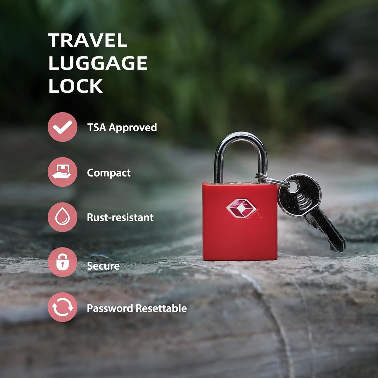 TSA Locks for Luggage with Key, Travel Luggage Locks TSA Approved 4 Pack, Small Padlock with Key, Same Keyed Mini Padlock for Suitcase, Backpack, Bag, Purse, Tent, Zipper, Tool Box (Red)